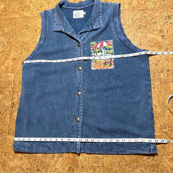 Michael Leu Collection Vintage Art To Wear Button Down Patch Detail Vest Top - Picture 13 of 14